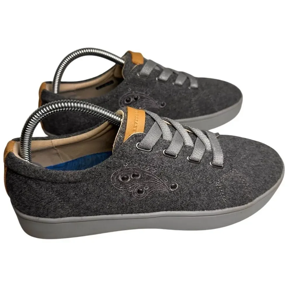 Revitalign Malibu Sparkle SlipOn Gray Wool Orthodic Sneakers Women 9D QVC Casual